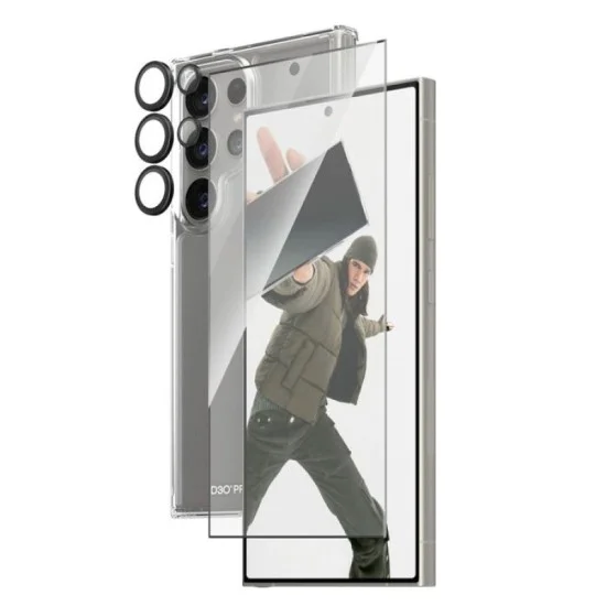 Protection Bundle Samsung S24 Ultra (Hard Case + Screen Protector + Hoops) Panzerglass - Clear